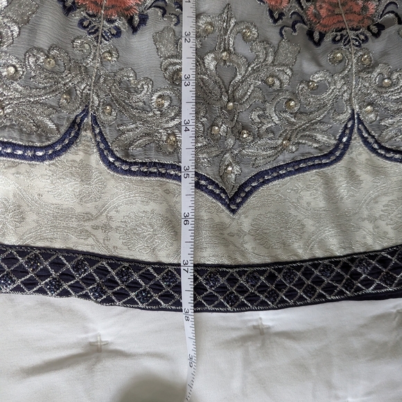 Indian Kurta Floral Embroidered Gray Top Lehenga Pakistani South Asian - Picture 3 of 14